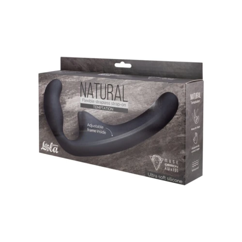 Soepele strapless voorbinddildo Natural Temptation Zwart - Afbeelding 2