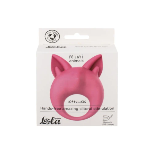 Oplaadbare ring voor clitorisstimulatie MiMi Dieren Kitten Kiki Roze - Afbeelding 3