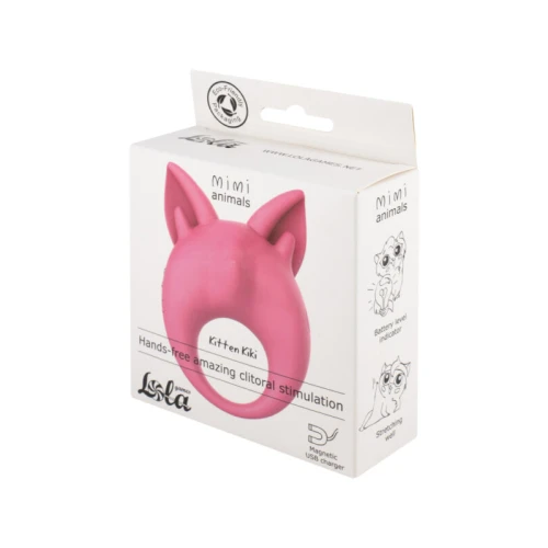 Oplaadbare ring voor clitorisstimulatie MiMi Dieren Kitten Kiki Roze - Afbeelding 2
