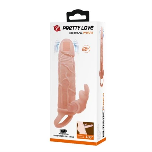 Pretty Love Brave Man Vibro Extension Vleeskleurig - Afbeelding 2