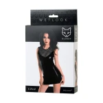 Glossy Wetlook zwarte jurk LULU - zwart - S - Afbeelding 2