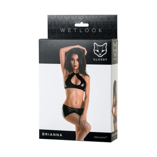 Glanzende Wetlook glansset BRIANNA - zwart - M - Afbeelding 2