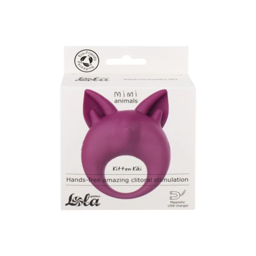 Oplaadbare ring voor clitorisstimulatie MiMi Animals Kitten Kiki Paars - Afbeelding 3
