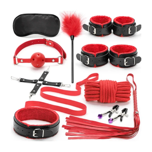 Fetish Fever - Bondage Set - 10 stuks - Rood/Zwart