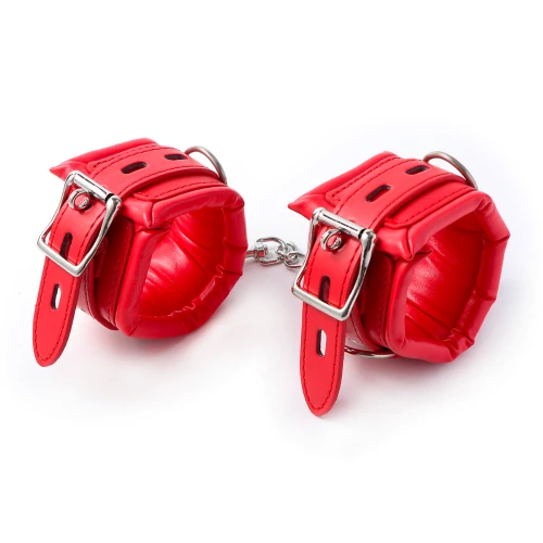 Fetish Fever - Bondage - Handboeien met ketting - Rood - Afbeelding 3