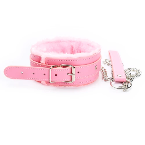 Fetish Fever - Bondage - Halsband met riem - Roze