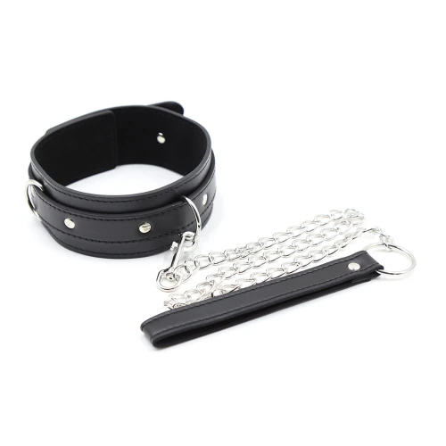 Fetish Fever - Bondage - Halsband met riem - Zwart