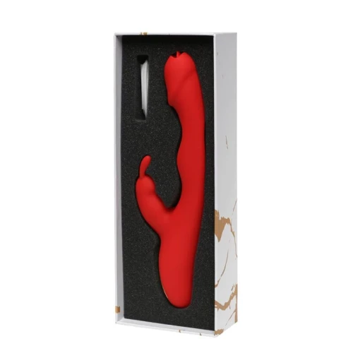 Rouge Velvet - Bunny Licking + Tikken USB Vibrator - Luxe Cadeauverpakking - Rood - Afbeelding 4