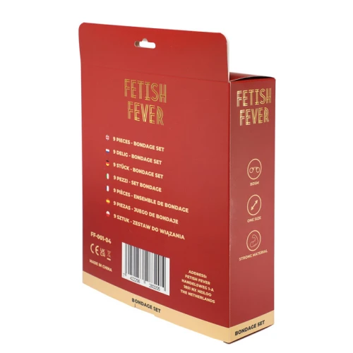 Fetish Fever - Bondage Set - 9 stuks - Rood/Zwart - Afbeelding 3