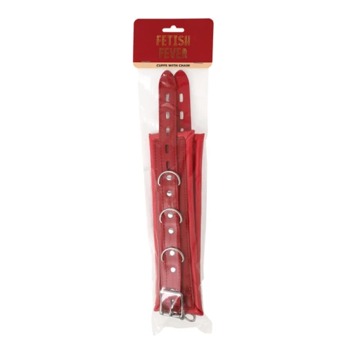 Fetish Fever - Bondage - Handboeien met ketting - Rood - Afbeelding 2
