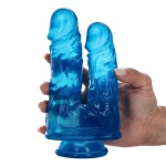 Dubbele Dildo - Caino e Abele - 15,5 cm - Made in Italy - Biobased - Ftalaten vrij - Transparant Blauw - Afbeelding 3