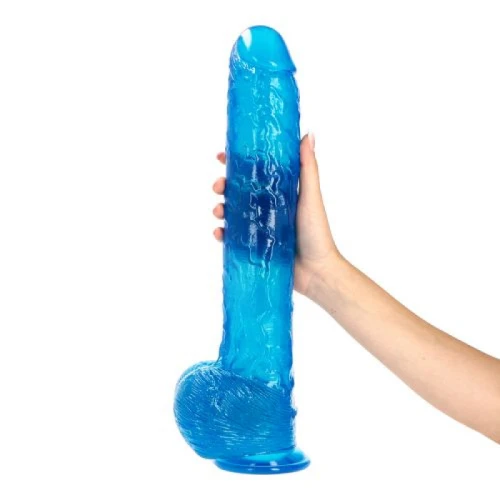 Dildo Goliath - 41 cm - Made in Italy - Biobased - Ftalaten vrij - Transparant Blauw - Afbeelding 3