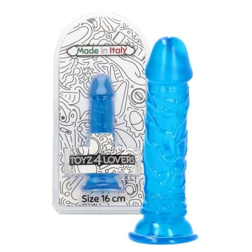Dildo Rino - 13,5 cm - Made in Italy - Biobased - Ftalaten vrij - Transparant Blauw