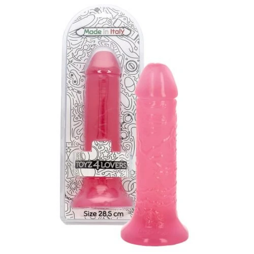 Dildo Sansone - 28,5 cm - Made in Italy - Biobased - Ftalaten vrij - Transparant Roze